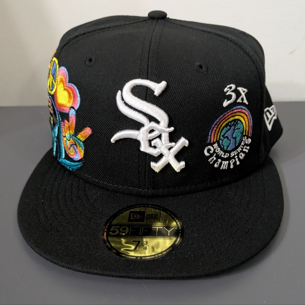 New Era Chicago White Sox Groovy black 59 fifty fitted cap 7 3/4 New